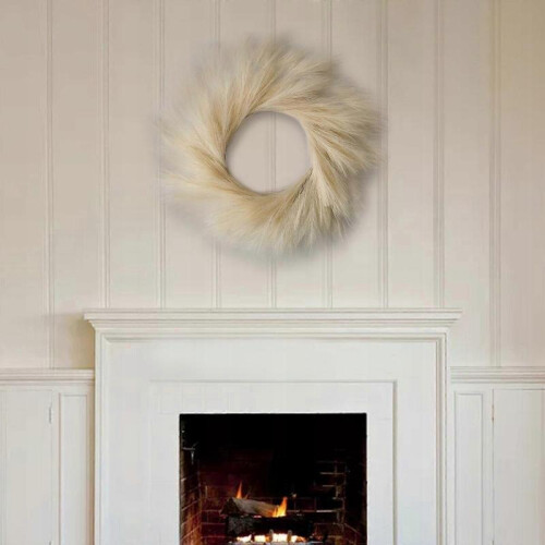 Pampas Grass Wreath Dried Scholar Faux Flower 1