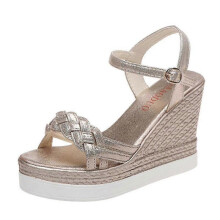 (37, Gold) Women's Wedge Buckle Ankle Strap Platform Sandals Casual Open Toe Breathable Anti-Slip Comfortable O