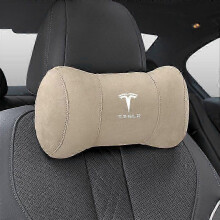 (Beige) Car Seat Headrest Pillow Neck Support Protector Cushion For Tesla Model 3 Model S Model X Model Y Roadster Bonina Accessories