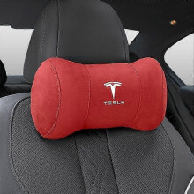 (Red) Car Seat Headrest Pillow Neck Support Protector Cushion For Tesla Model 3 Model S Model X Model Y Roadster Bonina Accessories
