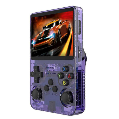 (Purple) R36S Retro Handheld Video Game Console Linux System 3.5 Inch IPS Screen Portable Pocket Video Player