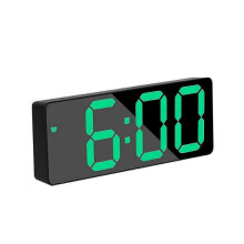 (Green) Led Electronic Alarm Clock With Dual Power Supply And Voice Control - Simple Style Clock With Date, Time, Temperature And Snooze Function