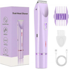 (Purple) Dual Head Shaver Women, Electric Bikini Trimmer, Wet & Dry Use Hair Removal