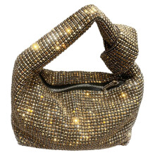 (deep gold) Women Evening Bag Fashionable Clutch Purse Handbag Rhinestones Clutch Bag Wedding Party Purse Underarm Bag for Banquets  Silver