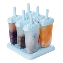(Blue, One size) Reusable Popsicle Molds,Kmeivol Set of 6 Popcicles Mold Silicone, Popsicle Maker With Sticks and Drip-Guards