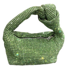 (Green) Women Evening Bag Fashionable Clutch Purse Handbag Rhinestones Clutch Bag Wedding Party Purse Underarm Bag for Banquets  Silver