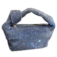 (Blue) Women Evening Bag Fashionable Clutch Purse Handbag Rhinestones Clutch Bag Wedding Party Purse Underarm Bag for Banquets  Silver