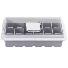 (Grey, One size) 18 grid silicone ice grid creative with lid ice box home quick freezer refrigerator frozen ice cube mold