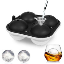 (1pcs, One size) Large Sphere Mold Silicone Ice Cube Trays for Whisky Ice Ball Mold Sphere Round Ice Ball Maker, Black