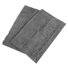 (As show, One size) 2 pcs Chenille Anti slip Water Absorbent Non slip Mat Bathroom Living Room (Dark Gray)