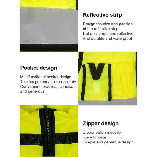(As show, One size) Reflective Safety Vest with Front Pockets for Cyclists and Workers 2
