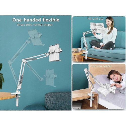 Desktop Long Arm Book Holder for Kids, Multi-Angle Rotating Reading Stand, Bed Book Rack 1