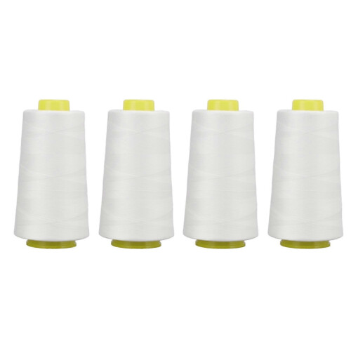 Stück Overlockgarn, weiß, Premium-Polyester, robust, langlebig, verschleißfest, weit verbreitet, weißes Garn