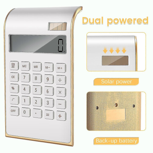 Calculator, Slim Elegant Design, Office/home Electronics, Dual Powered Desktop Calculator, Solar Power, 10 Digits, Tilted Lcd Display 2