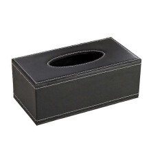 (As show, One size) Elegant Black PU Leather Tissue Holder with Magnetic Bottom for Home or Office