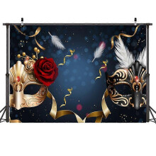 (As show, One size) 60"40" Masquerade Carnival Mask Backdrop, Suitable for Mardi Gras Party Photos
