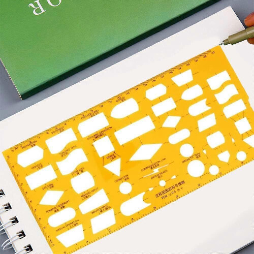 (As show, One size) 1pc Plastic Geometry Template with Measuring Ruler, Ideal for Architectural Drafting 1