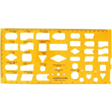 (As show, One size) 1pc Plastic Geometry Template with Measuring Ruler, Ideal for Architectural Drafting