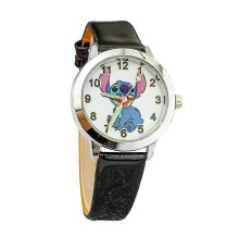 (As show, One size) Fun Black Cartoon Watch with Stitch Pattern for Kids