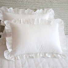 (As show, One size) 2 Piece Set Cotton Ruffle Pillowcase, Shabby Chic Bright Farmhouse Decorative Pillowcase 48x74cm