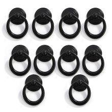 (As show, One size) 10-Pack Black Furniture Pull Rings, Single-Hole Knob Handles with Screws for Drawers & Cabinets