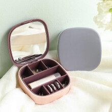 (As show, One size) Portable Jewelry Storage Box Travel Jewelry Box Little Girl Lipstick Necklace Earrings Multifunctional Jewelry Box