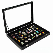 (As show, One size) Metal Badge Storage Box Transparent Dustproof Cartoon Medal Jewelry Box Large Capacity Brooch Medal Display Box