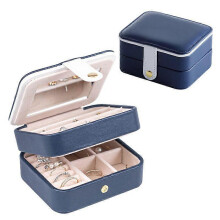 (As show, One size) Portable Ring Jewelry Storage Box with Zipper Flannel PU Multi-Layer Earrings Necklace Jewelry Jewelry Box