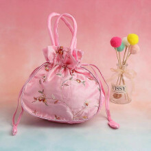 (As show, One size) Invisible Handbag Vintage Embroidered Girdle Drawstring Bag Jewelry Gift Packaging Storage Bag