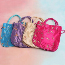(As show, One size) Invisible Handbag Vintage Embroidered Girdle Drawstring Bag Jewelry Gift Packaging Storage Bag