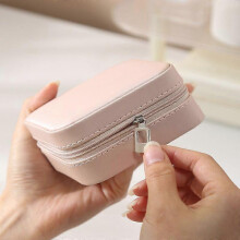 (As show, One size) Jewelry Box Travel Portable Jewelry Box with Mirror pu Leather Earrings Earrings Jewelry Box Ring Jewelry Storage Box