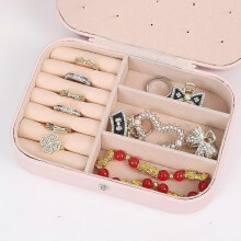 (As show, One size) Portable jewelry box ear stud board double-layer large capacity jewelry ring necklace earrings storage box home