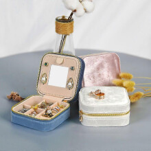 (As show, One size) Portable Jewelry Storage Box Flannel Jewelry Box Travel Earrings Ring Necklace Storage Box
