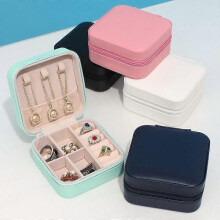 (As show, One size) Simple and Convenient Jewelry Storage Box Necklace Earrings Small Jewelry Bag Travel Anti-oxidation Jewelry Box