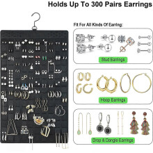 (As show, One size) Felt Earrings Storage Hanging Bag Brush Surface Jewelry Hanging Bag Wall Hanging Necklace Ring Storage Bag