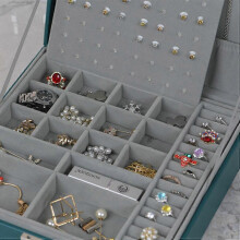 (As show, One size) Jewelry Box Large Jewelry Box Jewelry Storage Box Double Layer with Lock Jewelry Box Earrings Ring Necklace