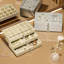 (As show, One size) Transparent ring bracelet storage box jewelry flannel plate storage necklace bracelet earrings jewelry box jewelry box