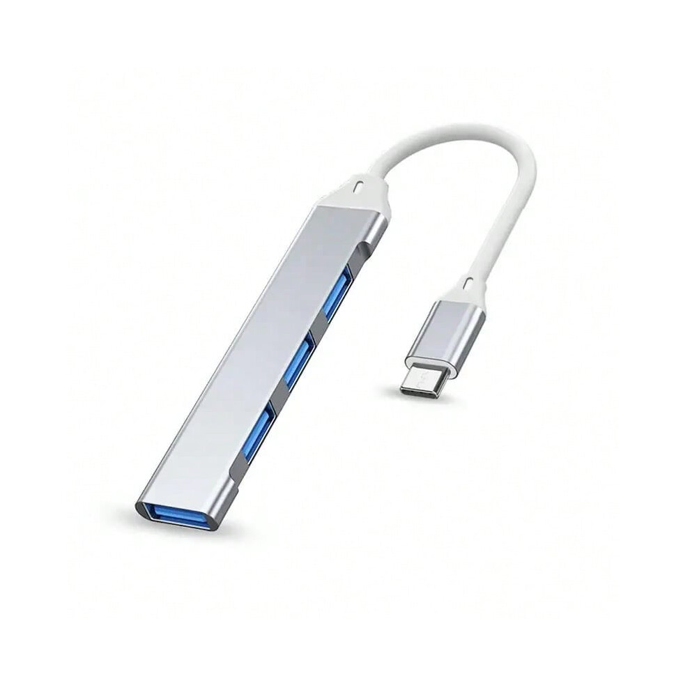 (Type-C Sliver) 4Port Usb 3.0 Hub Usb Hub High Speed Type C Splitter 5Gbps For Pc Computer Accessories Multiport Hub 4 Usb 3.0 2.0 Ports 7605231736822