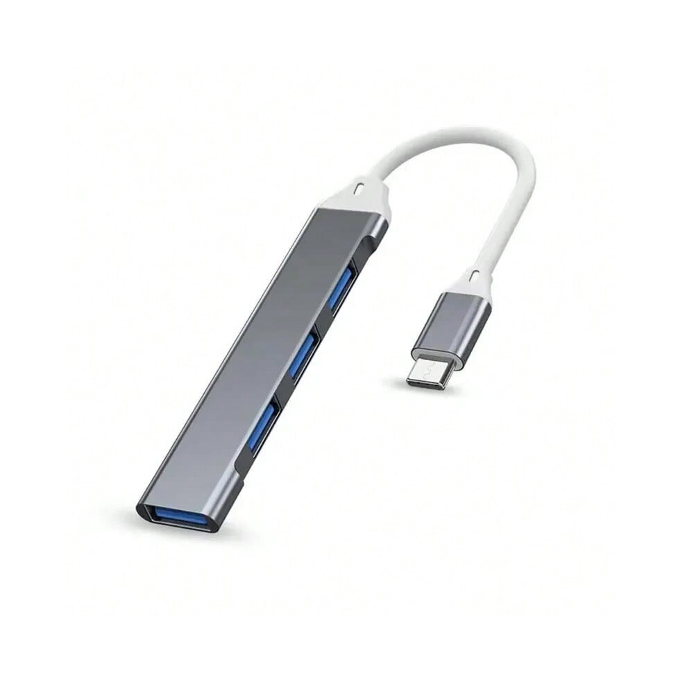 (Type-C ) 4Port Usb 3.0 Hub Usb Hub High Speed Type C Splitter 5Gbps For Pc Computer Accessories Multiport Hub 4 Usb 3.0 2.0 Ports Gray 7605231736808