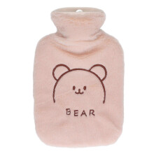 (As show, One size) Hot Water Bottle 1000ml Khaki Cute Bear Style Thickened PVC Hot Water Bag with Cover for Home Winter Office