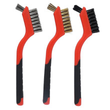 (As show, One size) Wire Brush Set Brass Stainless Steel Bristles with Curved Handle Grip for Kitchen Gas Stove Range Hood