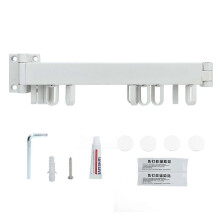 (As show, One size) Wall Clothes Drying Rack Retractable Space Saving Rotating Ring Simple Clothes Hanger for Balcony Laundry Room White Two Fold