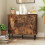 Homcom (Brown) HOMCOM Sideboard Storage Cabinet with Sliding Doors 9
