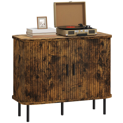 Homcom (Brown) HOMCOM Sideboard Storage Cabinet with Sliding Doors 1