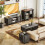 Homcom (Grey) HOMCOM Sideboard Storage Cabinet with Sliding Doors 8