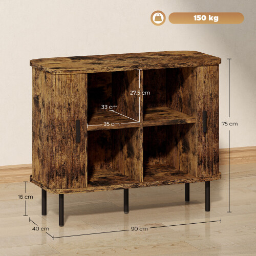 Homcom (Brown) HOMCOM Sideboard Storage Cabinet with Sliding Doors 2