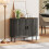 Homcom (Grey) HOMCOM Sideboard Storage Cabinet with Sliding Doors 9