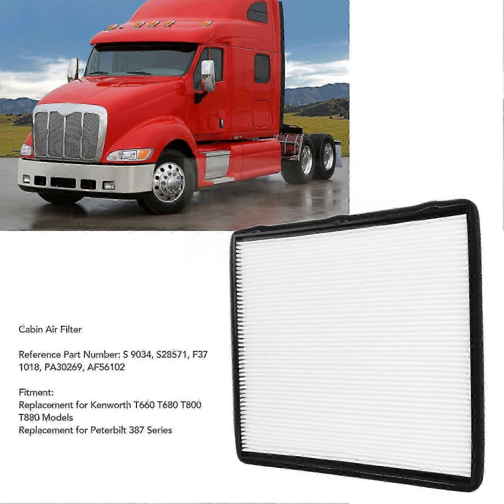 Filtre à air d'habitacle F37-1018 pour climatiseur Kenworth T660/T680/T800/T880