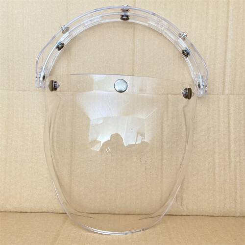 (Blue with bracket)Universal 3/4 Open Face Helmet Visor Bubble Flip Up Motorcycles Windshield Capacete