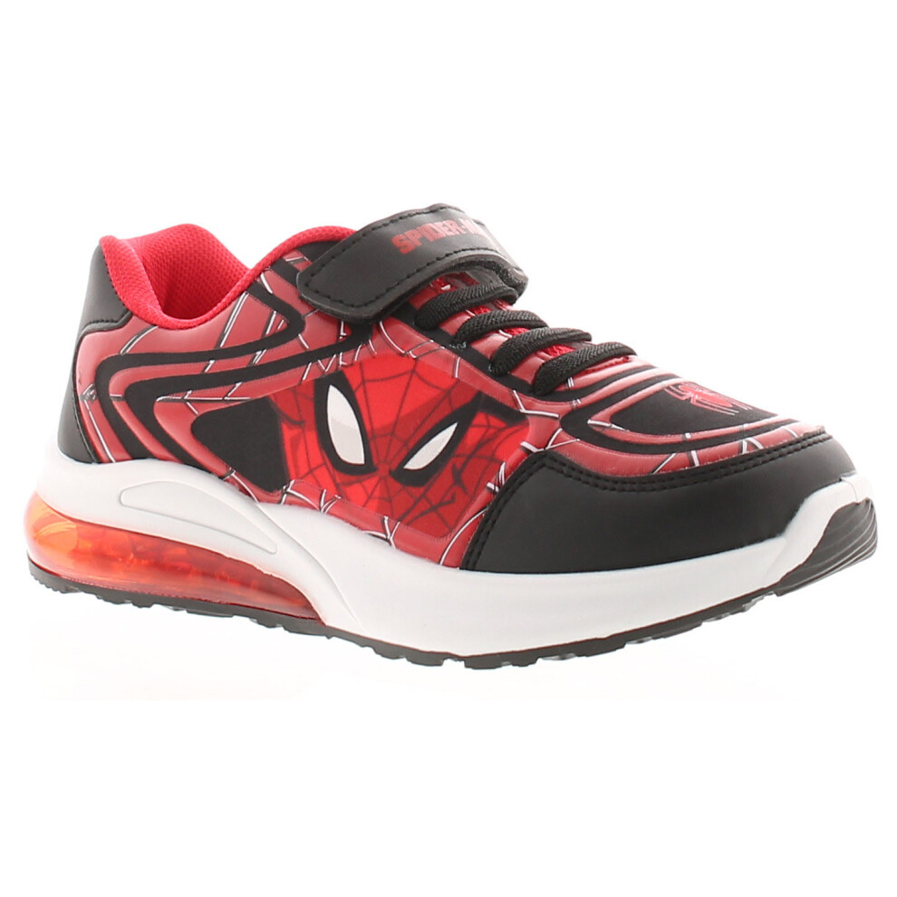 Spiderman Younger Boys Trainers Emboss Lights Touch Fastening red UK Size